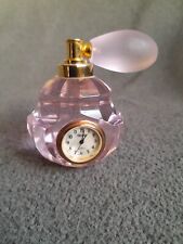 Gorgeous Vintage Crystal Mini Pink Perfume Bottle W/Atomizer Quartz Clock ONLY picture