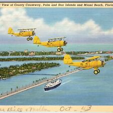 1938 Miami Beach, FL US Army Airplanes Aerial Causeway Palm Star Island Fla A205 picture