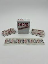 Vintage Metal Johnson & Johnson Plastic Strips Band-Aid Tin Box w/ 28 Bandaids picture