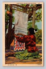 Woman Making A Rug, People, Antique, Vintage Souvenir Postcard picture