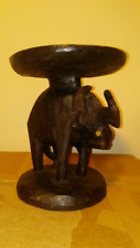 VINTAGE PRIMITIVE ETHNIC AFRICAN CARVED OXEN STAND WOODEN TRIBAL ART SCULPTURE picture