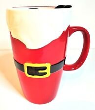 New Santa Claus Latte Coffee Mug Cup with Lid Ceramic Earthenware 17 oz picture