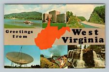 WV Banner Greetings, Blackwater Falls Cass Railway Chrome West Virginia Postcard picture