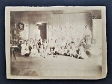 1860s antique SCHOOL GROUP PHOTO ghostly TEACHER wall hang ABE LINCOLN children picture