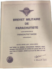 FRENCH FOREIGN LEGION 2ND REP PARACHUTE AWARD CERTIFICATE AIRBORNE BLANK picture