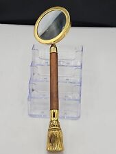 Vtg wood handle brass tassel finial end and magnifying glass picture