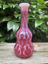 Cranberry Spanish Lace Barber Bitters Bottle  Antique Blown Glass Opalescent picture