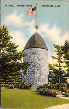 Old Mill, Powder House, Somerville Massachusetts - 1930s Linen Postcard picture