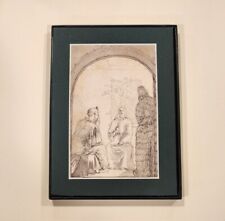 Jesus Christ with Nicodemus, vintage framed Christian art print picture