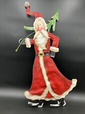 Christmas Metal Art Creation Folk Art Santa Claus Whimsical. Mesh.  Rare 24”. L picture