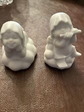 Vintage Two Fine Porcelain Bisque  Cherub Figurines Made In Japan picture