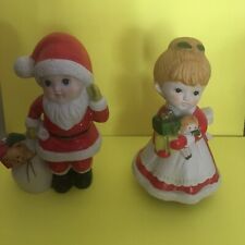Homco Vintage Santa Mr. & Mrs. Claus Ceramic Figurines Cute Holiday Decor 5401 picture