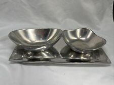 Vintage Hacienda Real HR Mexican Handmade Mexican Pewter Tray 2 Bowls picture