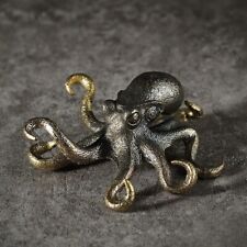 Solid Brass Big Octopus Figurine Ornament Tea Pet Antique Statue Décor Craft picture
