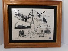 Vintage Kiana Alaskan Mint Etched Marble Picture Of Adak Island Framed HTF picture