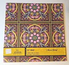 VTG MCM Gift Wrap Paper American Greetings Sealed 2 7.9 Sq Ft Mosaic Purple picture