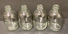 Set Of 4 Green Tint Clear Glass Euro Round Bottle 100 ml 3.75” picture