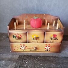Vintage Wooden 4 drawer Hanging Sewing Box W Pin Cushion picture