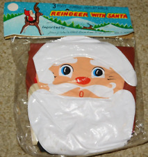 Vintage 1960s Blow up Inflatable Santa Claus on reindeer NOS sealed 36” picture