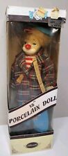 Vintage Porcelain Hobo Clown Doll 15” Original Box and Stand Collectible Plaid picture