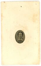CIRCA 1860'S Paper Framed 2.25X3.75 in Hand Tinted TINTYPE Beautiful Young Woman picture