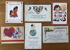 6 VINTAGE 1930s & 40s VALENTINES Day Cards Hearts LOVERS Hallmark Heart Love * picture