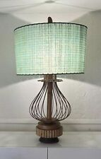 Outstanding VTG MCM Wicker Bamboo Lamp Bird Cage *Boho Chic* -NO SHADE- picture