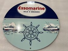 12in ESSO Marine GASOLINE MOTOR OIL SIGN Vintage Style Heavy Steel Metal Sign picture