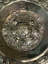 Rare Vintage Brass Aztec Sun God(El Sol) Wall Decor Plate Mexico Lot Of 2 picture