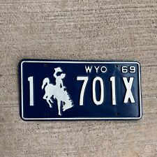 1969 Wyoming License Plate Auto Tag Garage Bronco Blue Natrona County 1 701 X picture