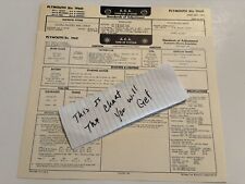 AEA Tune-Up Chart System 1960 Plymouth Six Cylinder Fury   Savoy & Belvedere picture