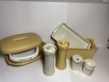 Vintage 70's Tupperware Lot - Steamer, bread box, salt pepper, oil vinegar picture