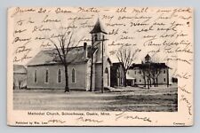 Postcard Methodist Church & Schoolhouse in Osakis Minnesota, 1907 Antique A4 picture