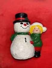 Vintage Ceramic Christmas Snowman & Child Japan Figurine 4