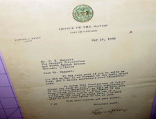 Vintage 1938 Signed Chicago Mayoral Letter Head City Seal Police Commedation USA picture