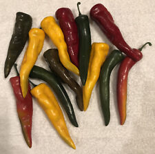 Vintage Decorative Wax Peppers Very Real Looking 12 Piece 6” Long picture
