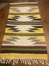 VINTAGE NATIVE AMERICAN STYLE RUG WALL TABLE TEXTILE WOVEN  32”x17” picture