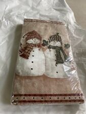 VINTAGE VALERIE EVERS WENK SNOWMEN 20 2 PLY PAPER GUEST TOWELS NEW IN PACKAGE picture