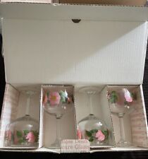 Vintage Franciscan Desert Rose Set of 4 Wine Glasses 12 ounces MINT in Box picture