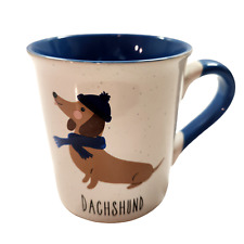 Love Your Mug Dachshund Dog Ceramic Coffee Mug Cup 16 oz Weiner Dog Hat Scarf picture