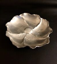 Marked metal Flower shape footed dish silver tone Wild rose bowl. picture
