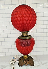 Antique Pittsburgh Red Satin Red Ruby Gone With The Wind Lamp BEAUTIFUL 24