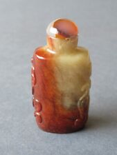 FINE CHINESE RUSSET & CELADON JADE SNUFF BOTTLE WITH 2 DRAGONS - QING -- 19TH C. picture