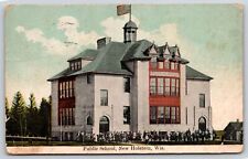 New Holstein Wisconsin~Public School~Students in Front~1911 Postcard picture