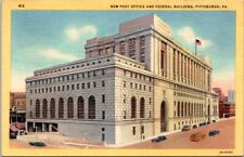 Vintage Postcard Pittsburg PA New Post Office Federal Building 1930 Classic Cars picture