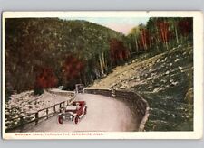 c1920 Old Car Driving On Road Trees Mohawk Trail Massachusetts MA Postcard picture