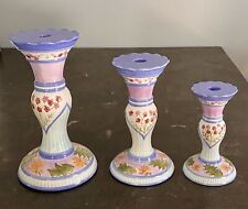Beautiful Ceramic Candle Holders, Set Of 3, New In Box picture