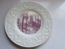 1930 Wedgwood Duke University Commemorative Plate Vista of Chapel Rose Red Pink picture