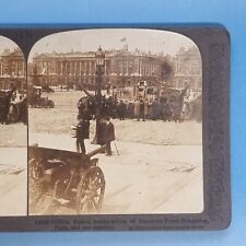 WW1 Stereoview Card 3D RP C1916 German A7V Tank Captured On Display Paris France picture