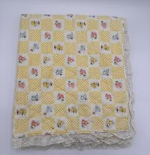 Vintage Handmade Shabby Chic Rabbit Children's Baby Quilt Approx. 41” x 34” picture
